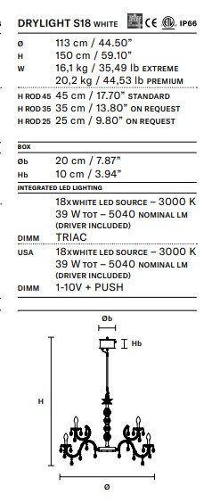 Pakabinamas lauko LED šviestuvas MASIERO - DRYLIGHT S18 WHITE - Image 3